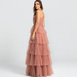 Vestido Longo em Tule com Corselet e Saia Fluida – REF: EG51