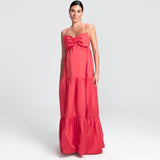 Vestido Longo em Tafetá Tomara que Caia com Saia em Camadas – REF: EG41
