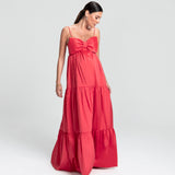 Vestido Longo em Tafetá Tomara que Caia com Saia em Camadas – REF: EG41