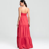 Vestido Longo em Tafetá Tomara que Caia com Saia em Camadas – REF: EG41