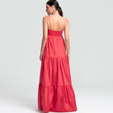 Vestido Longo em Tafetá Tomara que Caia com Saia em Camadas – REF: EG41