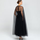 Vestido Longo em Tule com Corselet e Capa Charmosa – REF: OD70