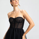 Vestido Longo em Tule com Corselet e Capa Charmosa – REF: OD70