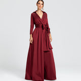 Vestido Longo em Tafeta Estilo Chemise com Laço na Cintura – REF: OD64