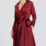 Vestido Longo em Tafeta Estilo Chemise com Laço na Cintura – REF: OD64