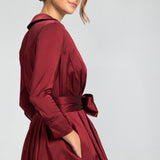 Vestido Longo em Tafeta Estilo Chemise com Laço na Cintura – REF: OD64