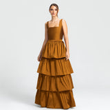 Vestido Longo em Tafetá com Costas Abertas e Laço – REF: EG32TFT