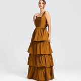 Vestido Longo em Tafetá com Costas Abertas e Laço – REF: EG32TFT