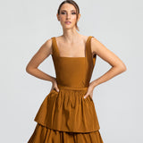 Vestido Longo em Tafetá com Costas Abertas e Laço – REF: EG32TFT