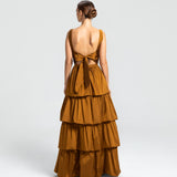 Vestido Longo em Tafetá com Costas Abertas e Laço – REF: EG32TFT