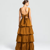 Vestido Longo em Tafetá com Costas Abertas e Laço – REF: EG32TFT