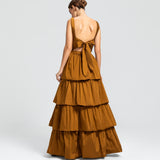 Vestido Longo em Tafetá com Costas Abertas e Laço – REF: EG32TFT