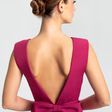 Vestido Longo em Crepe com Decote Profundo e Laço nas Costas – REF: EG33