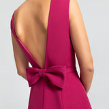 Vestido Longo em Crepe com Decote Profundo e Laço nas Costas – REF: EG33