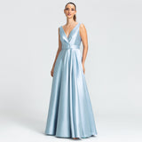 Vestido Longo em Zibeline com Decote Profundo e cinto – REF: EG09/2