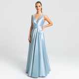 Vestido Longo em Zibeline com Decote Profundo e cinto – REF: EG09/2
