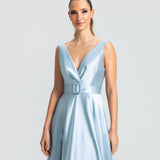 Vestido Longo em Zibeline com Decote Profundo e cinto – REF: EG09/2