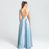 Vestido Longo em Zibeline com Decote Profundo e cinto – REF: EG09/2