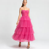 Vestido Midi em Tule com Corselet e Saia Fluida – REF: EG51MD