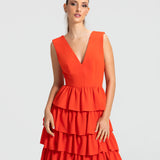 Vestido Longo em Crepe com Babados Estruturados – REF: EG49