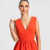 Vestido Longo em Crepe com Babados Estruturados – REF: EG49