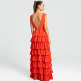 Vestido Longo em Crepe com Babados Estruturados – REF: EG49