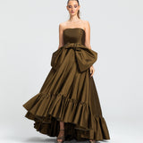 Vestido Longo em Tafetá Tomara que Caia com Laço Gigante – REF: EG58