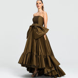 Vestido Longo em Tafetá Tomara que Caia com Laço Gigante – REF: EG58
