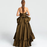 Vestido Longo em Tafetá Tomara que Caia com Laço Gigante – REF: EG58