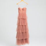 Vestido Longo em Tule com Corselet e Saia Fluida – REF: EG51