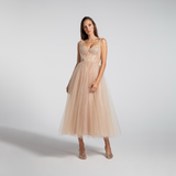 Vestido Midi em Tule com Paetês e Laços nos Ombros – REF: EG06/2