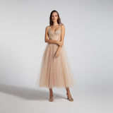 Vestido Midi em Tule com Paetês e Laços nos Ombros – REF: EG06/2